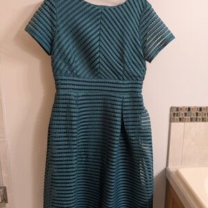 Boohoo Teal and Black Striped Midi Dress